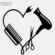 Volkrays-pegatina creativa para coche, estilista de pelo, peine de corazón, secador de tijera, accesorios de motocicleta, calcomanía de vinilo reflectante, 12cm * 12cm 2024 - compra barato