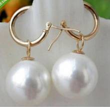 Joyería de moda, Envío Gratis, encantador AAA10-11mm del Mar del Sur, pendiente redondo de perla blanca, 14k 2024 - compra barato
