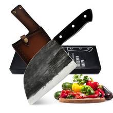 Cuchillo de cocina hecho a mano, utensilio de carnicero chino de acero con alto contenido de carbono, con mango de espiga forjado, funda de regalo para Chef 2024 - compra barato