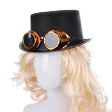 Vintage festa de carnaval homem e mulher vapor estilo punk cosplay dome bowler preto steampunk chapéu com engrenagem 2024 - compre barato