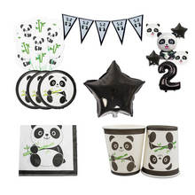 Juego de vajilla desechable para fiesta temática de Panda, servilleta, plato de papel, taza, suministros de Decoración de cumpleaños para niños, globos de juguete para Baby Shower 2024 - compra barato