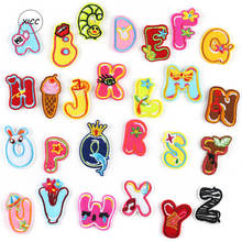 XICC A-Z 26 English Alphabet Letter Fruit Animal Mixed Embroidered Patches Iron On Badge Paste For Clothes Jeans Pants Name DIY 2024 - buy cheap