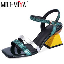 MILI-MIYA New Fashion Sweet Women Sandals Genuine Leather Strange High Heels Summer Prom Night Club Shoes Square Toe Shoes Woman 2024 - buy cheap