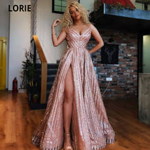 LORIE-Vestidos de Noche rosas brillantes, elegantes, largos, de fiesta, estilo Dubai, 2021 2024 - compra barato