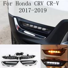 Luz LED antiniebla para conducción diurna, accesorio para Honda CRV CR-V 2017 2018, DRL, con relé de estilo de señal de giro amarillo 2024 - compra barato