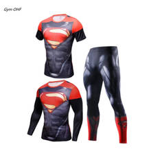 Спортивный костюм мужской компрессионный, тренировочная одежда с 3D-эффектом, Рашгард для бега, MMA 2024 - купить недорого