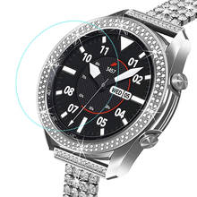 Protetor de tela para samsung galaxy watch 3, anel com diamante brilhante + película de vidro temperado para galaxy watch 3 45mm 41mm 2024 - compre barato