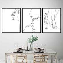 Abstract Woman Body Wine Line Drawing Prints Bar Decoration Minimalist Kitchen Wall Art Frameless Canvas Paintings Posters 2024 - buy cheap