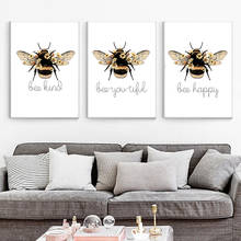 Inspirational Quote Poster and Print Bee Happy Kind Youtiful Wall Art Picture Sunflower Nature Art Canvas Painting Home Decor 2024 - buy cheap