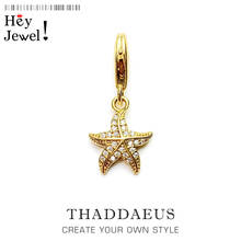 Golden Starfish Pendant Charm for Women 925 Sterling Silver Gift Ocean Spirit Bohemian Ocean Gift Fit Bracelet Necklace Jewelry 2024 - buy cheap