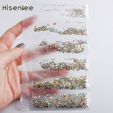 Hisenlee 5A Top Quality Gold Flat Back SS3-SS10 6 Sizes Clear AB Crystal Glass  Rhinestones Use For Nail Art Dress DIY 2024 - buy cheap