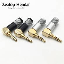Jack de áudio estéreo macho para reparo diy, cabo de fone de ouvido de fibra de carbono com 100 peças, ângulo reto 3.5mm 3 / 4 polos, conector de áudio 3.5