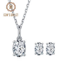 Gem's ballet 925 prata esterlina conjunto de jóias de noiva oval brilhante moissanite pingente colar brincos conjuntos para o casamento feminino 2024 - compre barato