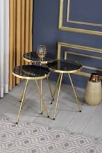 Zigon Coffee Table 3 pcs Gold Metal Leg - Black Gold Marble Pattern 2024 - buy cheap