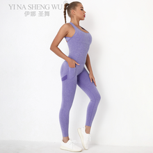 Women Yoga Set Gym Sportswear One Piece Backless Sexy Tracksuit For Female Workout Slim Fitness Women Jumpsuit With Pockets 2024 - buy cheap