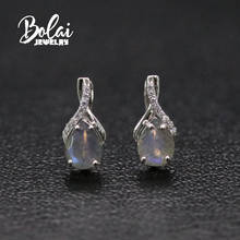 Серьги bolaijewelry из 925 пробы серебра, натуральный лабрадорит, 7*9 мм 2024 - купить недорого