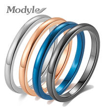 Modyle 2022 New Small 2mm Simple Stainless Steel Rings for Women Blue Black Rose Gold Silver Color Tail Ring Fashion Jewelry 2024 - buy cheap