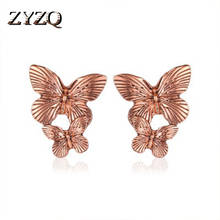 ZYZQ-pendientes de tuerca con forma de mariposa doble, románticos, coreanos, dos colores disponibles, al por mayor, lotes y a granel 2024 - compra barato