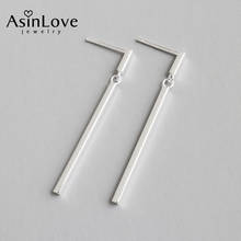 AsinLove Genuine 925 Sterling Silver Geometric Vertical Bar Dorp Earrings Minimalist Personality Earrings for Women Fine Jewelry 2024 - buy cheap