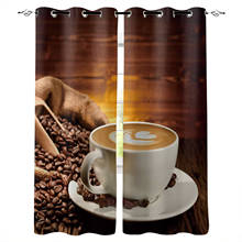 Coffee Cup Coffee Beans Curtains For Bedroom Living Room Modern Kitchen Windows Curtain Home Decoration Drapes 2024 - buy cheap