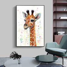 Animais abstratos arte da parede pintura em tela dos desenhos animados girafa posters e cópias da parede fotos para o quarto dos miúdos quadros casa decoração 2024 - compre barato