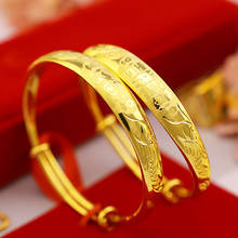 Fashion Gold Color Women's Wedding Engagement Bangles Printed Slidable Gold Bracelet Heart Lucky Words Bracelet Jewelry Gifts 2024 - buy cheap