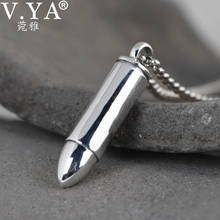 V. ya 925 prata esterlina bala pingente colar para homens thai prata punk exército bala charme jóias presente 2024 - compre barato