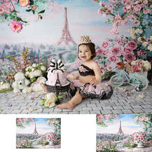 Romantic Paris-Newborn Baby Portrait Backdrop for Photo Studio Floral Eiffel Tower Background Kids Birthday Party Selfie Props 2024 - buy cheap