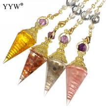 Pêndulo de latão com resina, pingente de lucita, moda unissex, pêndulo natural de cura de reiki para mulheres, colar de jóias diy 2024 - compre barato