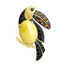 Brooch Sokolov made of gilded silver with a mix of stones, fashion jewelry, 925, women's male 2024 - buy cheap