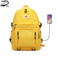 Fengdong mochila escolar grande, mochila escolar impermeável, amarela e preta, com porta usb, para livros, para adolescentes, meninos e meninas 2024 - compre barato