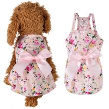 Лидер продаж, дышащее весенне-летнее хлопковое милое платье для собак для питомцев с цветочным принтом, костюм, одежда 2024 - купить недорого