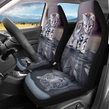 INSTANTARTS Cat Refraction Tiger 3D Funny Design Car Seat Covers for Women Car Interior Decor Set of 2 Car Seat Protector Covers 2024 - buy cheap