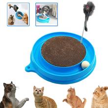 Arranhador para gatos, brinquedo multifuncional de plástico com disco orbital, para gato e brincadeira, prato resistente à mordida, com bola 2024 - compre barato