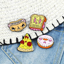 Funny Fast Food Enamel Pins Pizza Toast Donut  Hot Dog Sandwich Brooches Women Men Lapel Pins Bag Badge Cartoon  Jewelry Gifts 2024 - buy cheap