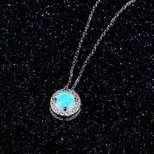 BLACK ANGEL Fashion Elegant Simple Fire Opal Silver Blue Opal Hamsa Pendant Necklace for Women 925 Silver Jewelry Christmas Gift 2024 - buy cheap