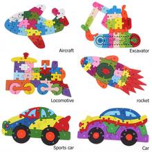 Wooden Colorful Alphabet 3D Car Vehicel Model Jigsaw Puzzles Toy Kids Educational Toys for Children Gifts 2024 - buy cheap