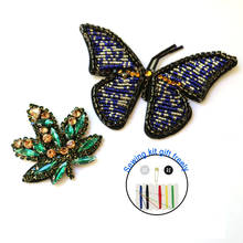 3D maple leaf beaded Patches for clothing Butterfly appliques patch Rhinestone decorative parches for jackets backpack bags hats 2024 - buy cheap