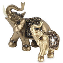 Фэн-шуй Статуя Слона золотого цвета, полимерные декоративные фигурки слона с бриллиантами, миниатюрные садовые фигурки 2024 - купить недорого