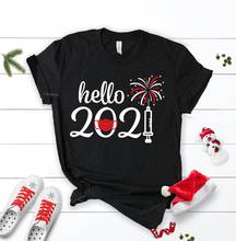Hello 2021 New Years Eve New Year Shirt Funny Graphic Cotton Women Tshirt Short Sleeve Tees O Neck Female Clothing y2k tops 2024 - buy cheap