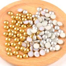 Matte Gold/silver Half Round Pearl Beads Flatback cabochons Embellishments for Scrapbook Craft  3/4/5/6/8/10/12mm ABS YKL0573 2024 - buy cheap