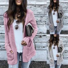 Otoño Invierno Batwing Cardigan manga larga de punto de las mujeres suave suéter de punto de diseño de bolsillo cárdigan mujer puente abrigo 2024 - compra barato