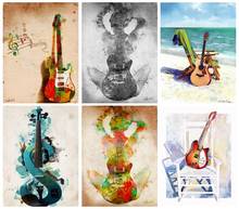 5D DIY Diamond Painting Guitar, beauty, beach Full Drill Embroidery Cross Stitch Mosaic Craft Kits Home Decor Christmas Gift 2024 - buy cheap