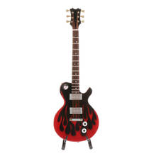 1:6 violão elétrico com suporte de armazenamento, casa de boneca para decoração da sala de música, vermelho 2024 - compre barato