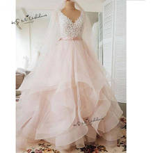 Vestido de novia Vintage de tul con volantes, color rosa, para Primavera, 2020 2024 - compra barato