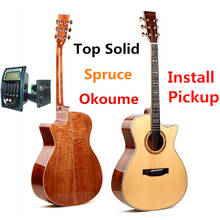 Гитарный топовый Массив ели Okoume акустическая электрическая стальная струна 40 дюймов A-Body Guitarra 6 струн поп-фолк Cutaway гитары 2024 - купить недорого