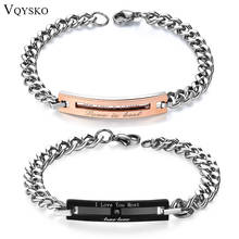 Stainless Steel couple Bracelets For Men And Women Wholesale Love's Rose Gold&Black Bracelet With Shiny CZ Crystal one pcs 2024 - buy cheap