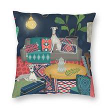 Soft Bohemian Whippets Throw Pillow Cover Home Decor Custom Boho Turkish Kilim Dog Ethnic Greyhound Cushion Cover 45x45cm 2024 - buy cheap