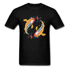 Latest Personalized Tops Shirts 3D Tshirts Short Sleeve Mens T-Shirt Printed Dancing Ying Yang Koi Fishes Tee-Shirt Round Collar 2024 - buy cheap