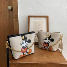 Disney-Mini bolso de hombro Retro para mujer, bolso de lona de Mickey mouse, informal, cadena salvaje 2024 - compra barato